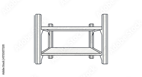 Simple two-shelf wooden end table or stand shown in a clean line art illustration.