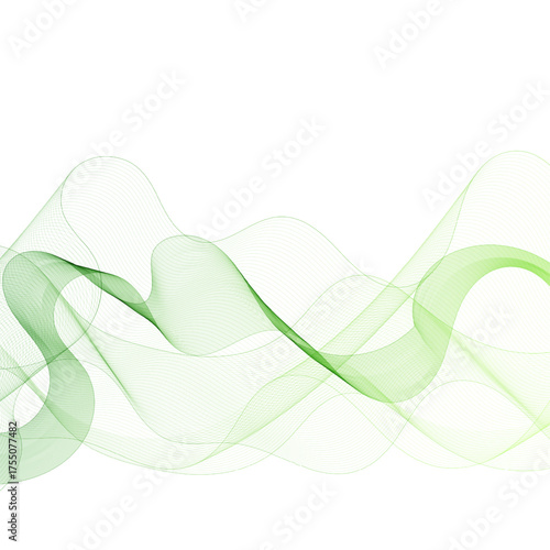 Horizontal wave of yellow-green lines on a white background. Eps 10