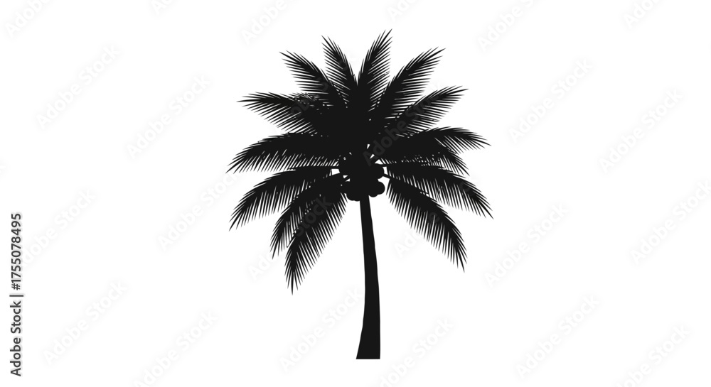 Fototapeta premium Silhouette of a coconut palm tree illustration