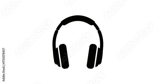Black headphones for listening to music or podcast