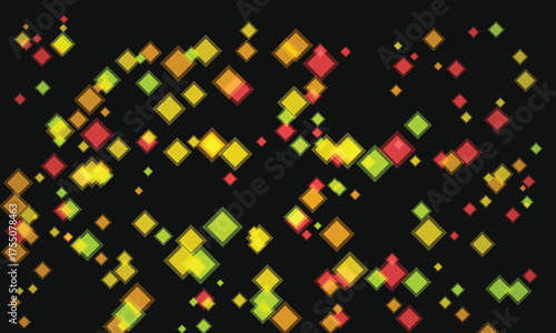 Abstract Background with Colorful Translucent Squares Floating in Dark Space Perfect for Modern Design