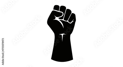 Raised fist symbol of resistance in black color
