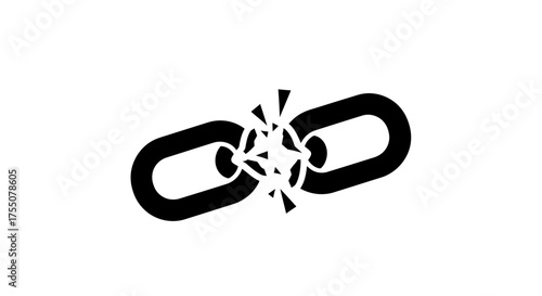 Broken chain link represents a connection break