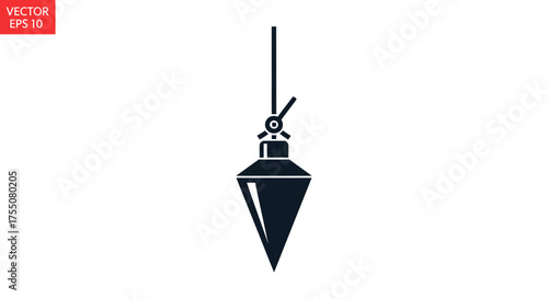 Black Silhouette of a Hanging Plumb Bob Tool.