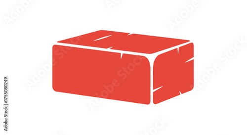 Red Brick Illustration: Rectangular Building Material with Rounded Edges.
