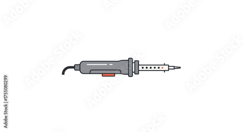 Illustration of a Gray Soldering Iron with Power Cord.