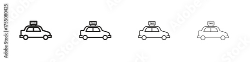 Taxi icon, linear icon with editable stroke