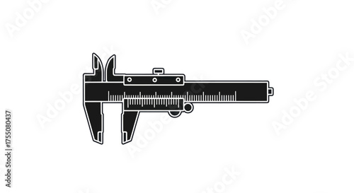 Black and White Illustration of a Caliper Measuring Tool.