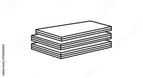 Stack of three rectangular flat sheets boards or plates.