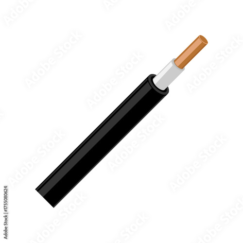 Illustration electrical wire or cable in section without background