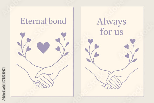 Eternal Bond Banners. Eternal bond. Two vertical A6 banners with safe margins, centered composition, no elements touching edges, minimal, lavender and cream,