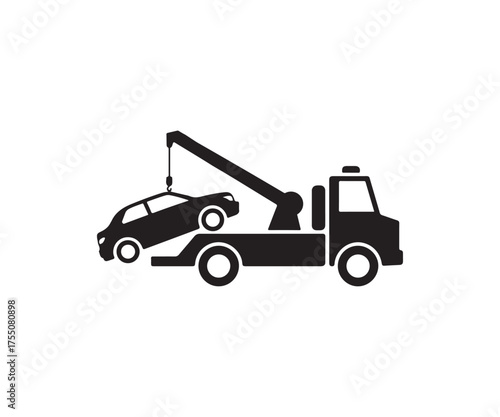 Vector tow truck icon, Modern car recovery vector symbol