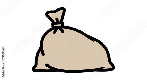 A simple illustration of a tied burlap sack filled with contents.