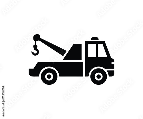 Minimal tow truck silhouette vector illustration