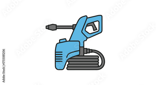 A light blue electric pressure washer icon with a coiled hose and spray nozzle for high-pressure cleaning.