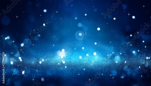 Banner Dark Blue Bokeh Particles Glitter Awards Dust Gradient Abstract Background Futuristic Glittering In Space On Blue Background