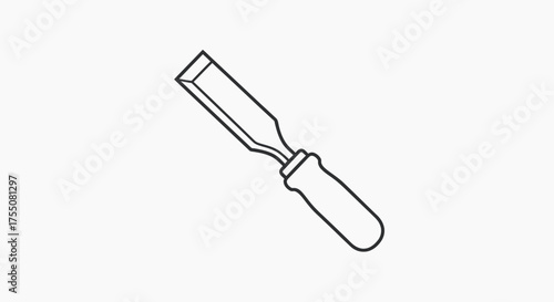 Outline Illustration of a Single Woodworking Chisel Tool.