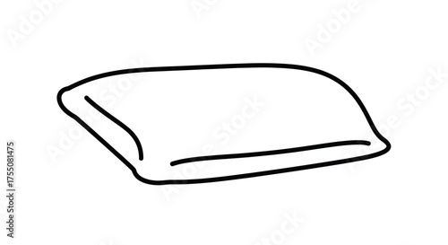 Simple Line Drawing of a Soft White Pillow.