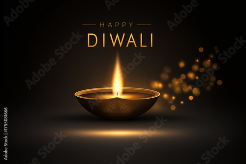 Diwali festival of lights minimalist art with glowing diya and festive sparkle