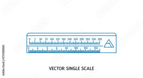 Detailed Illustration of a Teal-Colored Measuring Scale with Increments and Markings.
