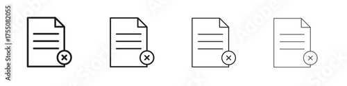Remove document icon, linear icon with editable stroke