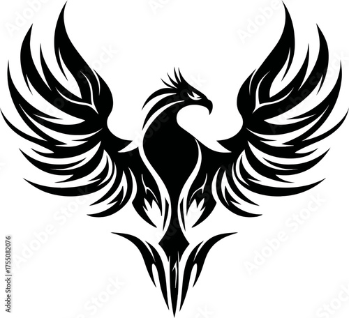 Stylish Black Phoenix Vector Art for Branding and Logo Design