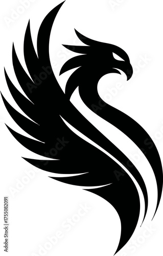 Stylish Black Phoenix Vector Art for Branding and Logo Design