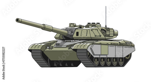 Detailed Illustration of a Modern Military Battle Tank.
