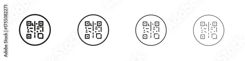 QR code icon, linear icon with editable stroke