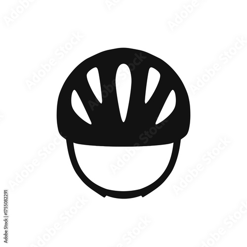 Front view of bicycle helmet vector silhouette black minimal design isolated