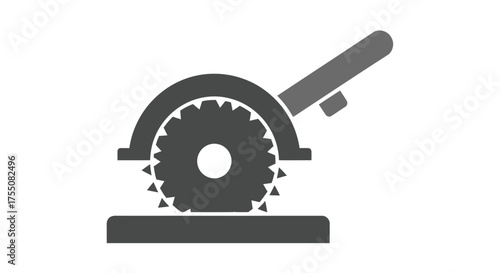 Gray Circular Saw Cutting Wood Power Tool Icon.