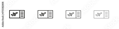 Plane Ticket icon, linear icon with editable stroke