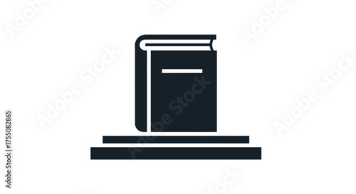 Simple Black and White Illustrated Book on Shelf.