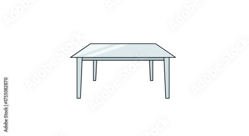 Simple Square Table with Four Legs Minimalist Design.