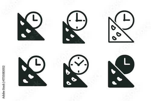 Speed Climbing Logos. Speed climbing. Set Logo of Climbing sports: climbing wall with time icon. harmonious logo variations of the same emblematic concept,