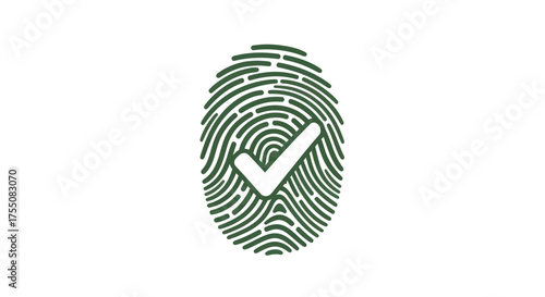 Fingerprint with Checkmark Symbol Representing Verification and Approval.