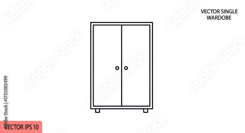 Minimalist Outline Drawing of a Two-Door Wardrobe.