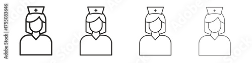 Nurse icon, linear icon with editable stroke