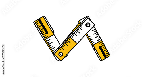 Foldable Yellow and White Carpenters Ruler Measuring Tool.