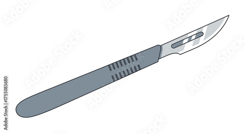 Surgical Scalpel with Sharp Blade and Textured Handle.