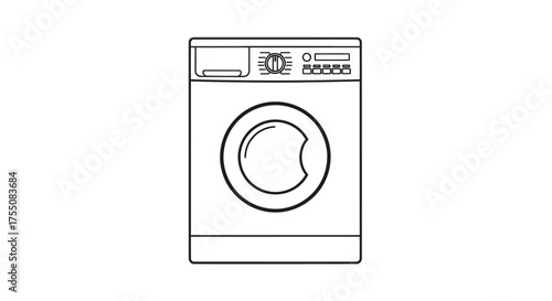 Front-loading Washing Machine Outline with Control Panel.