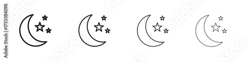 Moon stars icon, linear icon with editable stroke