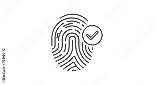 Stylized fingerprint icon with a checkmark indicating verification or approval.