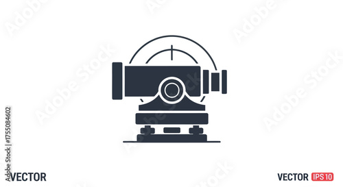 Dark Silhouette of a Surveying Level Instrument with Crosshairs.