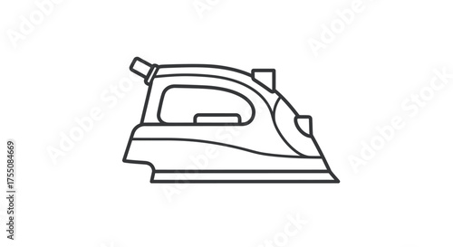 Simple Black and White Outline of a Household Iron.