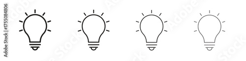 Lightbulb icon, linear icon with editable stroke