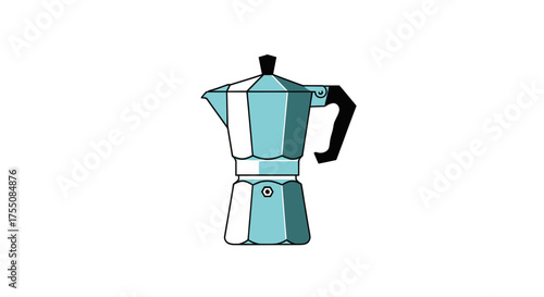 Classic Italian Moka Pot for Espresso Brewing Silver and Black.