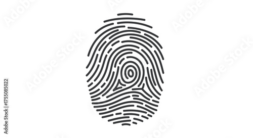 Detailed Black and White Fingerprint Impression on White Background.