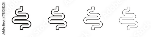 Intestine icon, linear icon with editable stroke