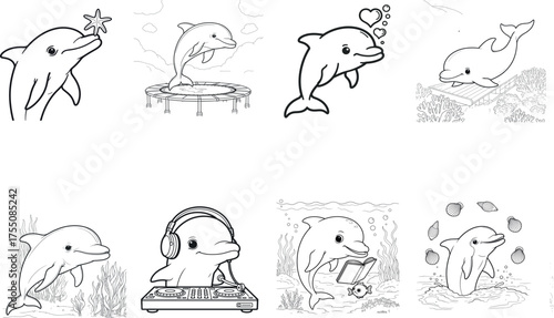 Baby Dolphins – Fun Marine Animal Coloring Vectors (Play & Fun Pack)
